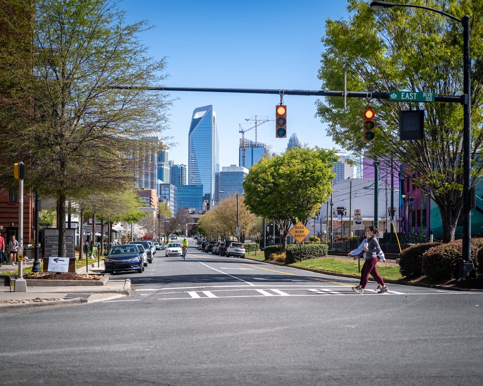 Downtown Raleigh street scene with skyline